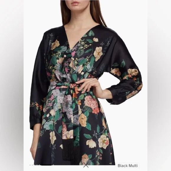 Teri Jon Floral Maxi Dress with Sleeves Size 10 - Picture 4 of 8